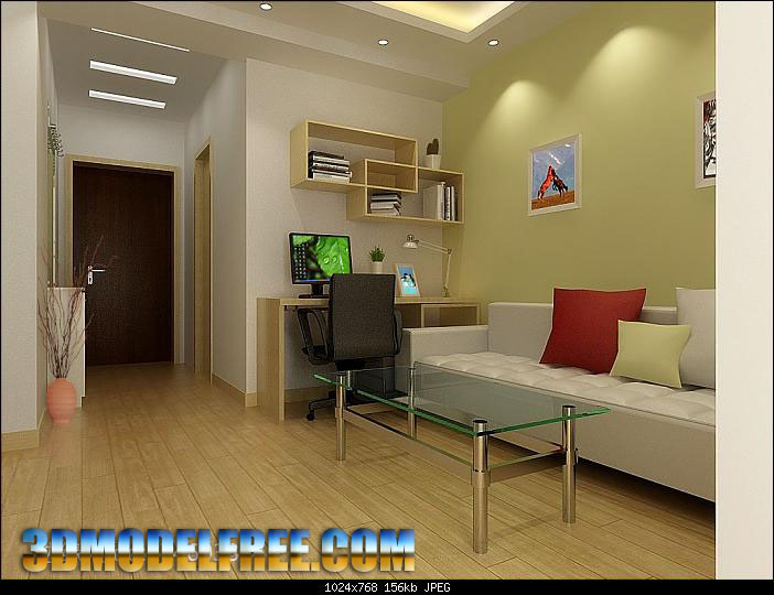Stylish Living room Model Free Download